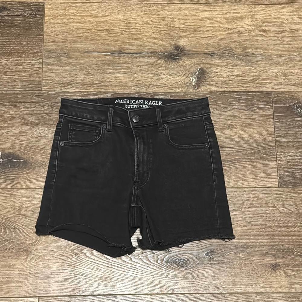 American Eagle super hi rise shortie black 0